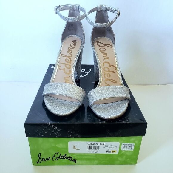 Sam Edelman Yaro Silver Strappy Block Heel Size 8.5 - Picture 2 of 11